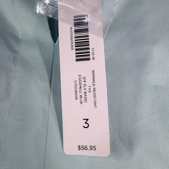 Chicos 3 Tunic Top Women's XL Wrinkle Resistant Light Blue NWT 100% Cotton - Picture 9 of 12